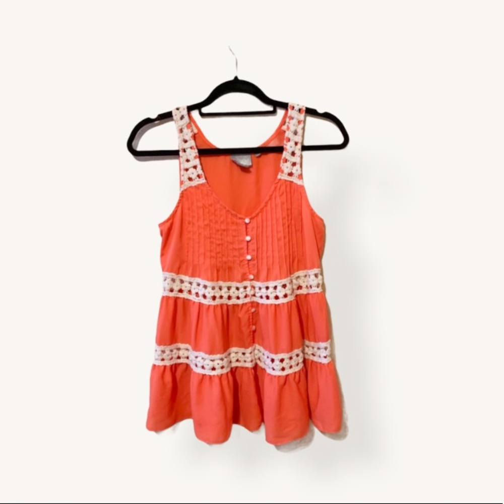 Anthropology Melisande Crochet Orange Top Sz 4